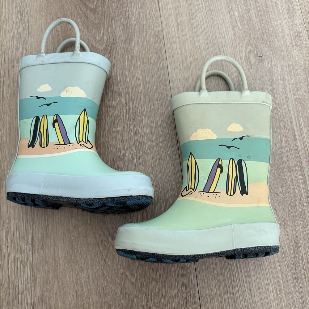 Cat & Jack Kids Rainboots Size 6 Light Blue Beach Waterproof Rubber Winter